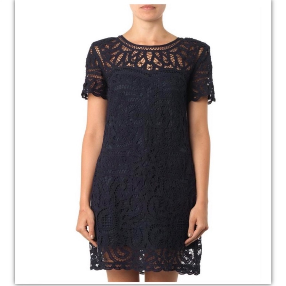 Sea New York Battenburg Navy Blue Lace Dress XS 2